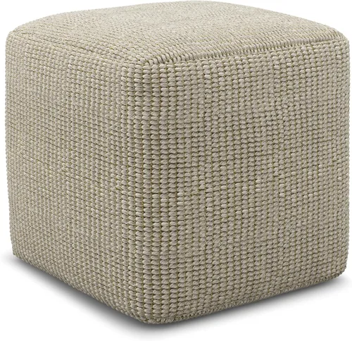 Vista 13 de SIMPLIHOME Eastmont - Puf cuadrado de 18 pulgadas de ancho, tejido a mano de poliéster PET en color crema, taburete bohemio para interiores