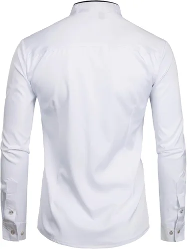 Vista 2 de Zeroyaa - Camisas de esmoquin de manga larga para hombre calce ajustado
