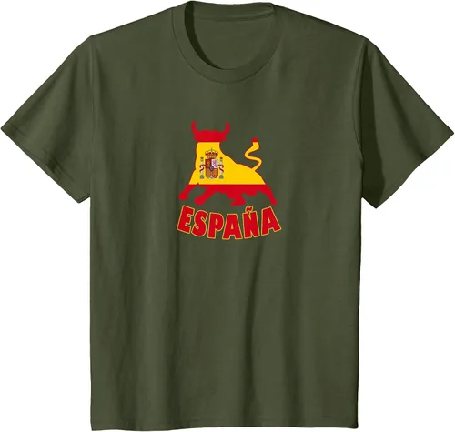 Vista 19 de Spain Espana with Bull and National Flag/Present T-Shirt Asphalt Grey