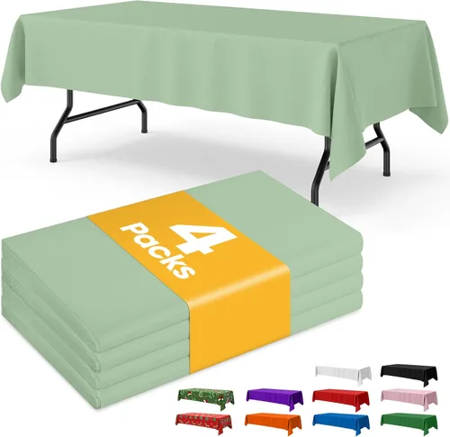 Vista 17 de Mantel de bandera estadounidense, paquete de 4 manteles patrióticos desechables de 54 x 108 pulgadas para mesas de 6 pies, decoraciones del 4