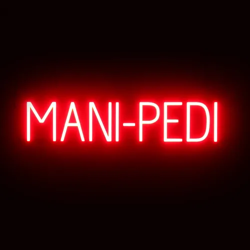 Vista 31 de SpellBrite MANI-PEDIS - Letrero para salones de manicura Letreros relacionados con salones de uñas con aspecto de neón, luz LED roja 33.4 x 6.3