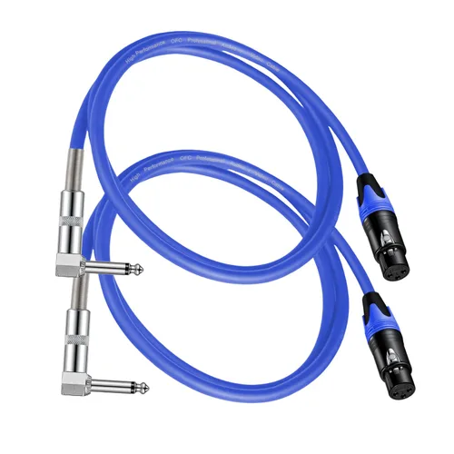 Vista 7 de (2 unidades/1.5 pies) XLR hembra a 1/4 TS ángulo recto, cable de micrófono hembra de 1/4 TS a XLR hembra, para mezclador de micrófono, instrumentos