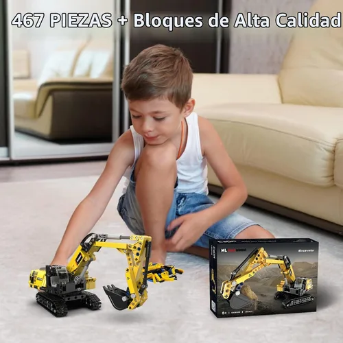 Vista 7 de Juguetes de construcción STEM para niños de 6, 7, 8, 9, 10, 11, 12 años de edad, kit de bloques de construcción modelo de excavadora, juguetes