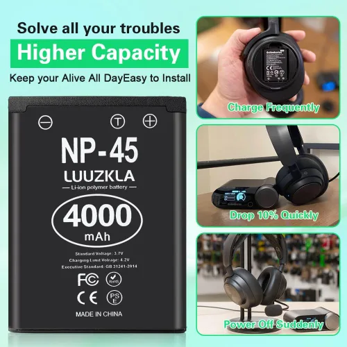 Vista 3 de 2 baterías NP-45 NP-45A NP-45B NP-45S de 4000 mAh, capacidad de actualización de 0 ciclos para auriculares inalámbricos Arctis Nova Pro