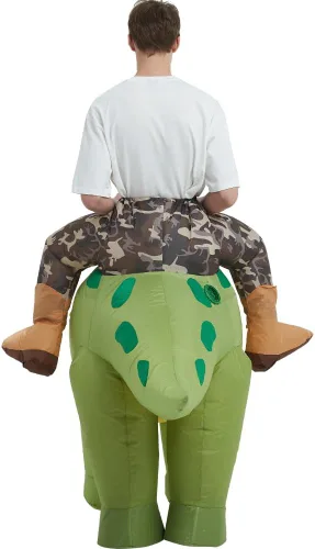 Vista 6 de Disfraces de dinosaurio para adultos, disfraz inflable para adultos, disfraz de triceratops inflable, disfraces de Halloween para hombres y mujeres