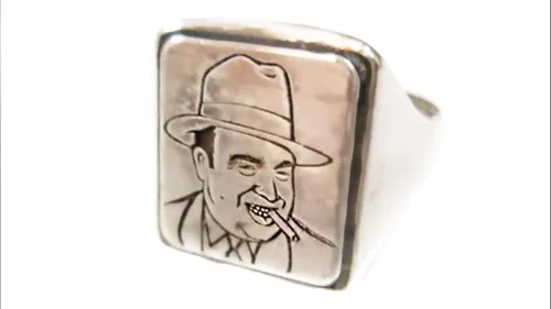 Vista 2 de Al Capone Alphonse Gabriel Capone Mobster Mafia Italiana Anillo Plata 925 Ezi Zino