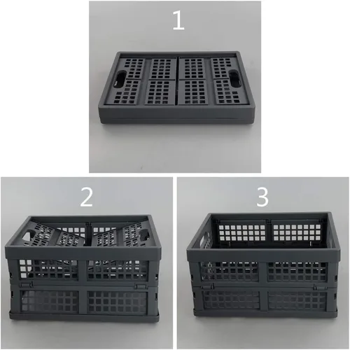 Vista 5 de Ggbin Contenedores de plástico plegables de 16 litros, caja de plástico gris, 2 paquetes