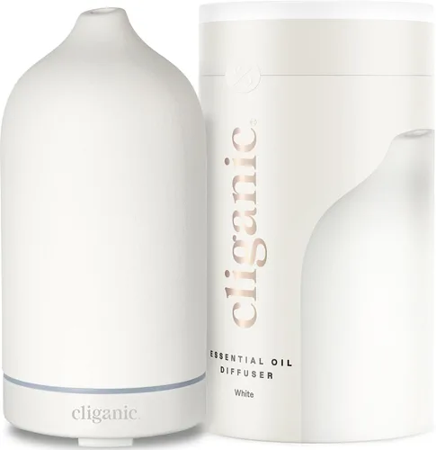 Vista 9 de Cliganic Difusor de cerámica (negro), 3.4 fl oz ultrasónico para aceites esenciales aromaterapia, hogar y oficina