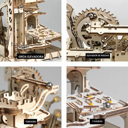 Vista 7 de ROKR Marble Run - Rompecabezas de madera 3D, kits de construcción de modelos para adultos, proyecto educativo, rompecabezas de cerebro, manualidades
