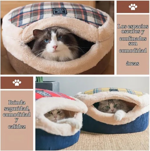 Vista 3 de Cueva de cama para gatos - Escondite cerrado con tapa desmontable
