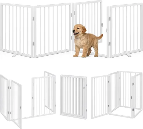 Vista 12 de Vantas - Puerta para perros plegable e independiente extra ancha con puerta, 80 x 24 pulgadas, color negro