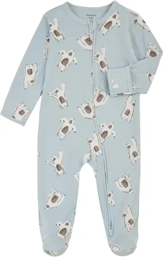 Vista 2 de Aablexema Pijama de bebé con puños de manopla, doble cremallera, ropa de algodón para bebés, pijamas para dormir con pies