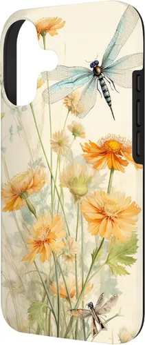 Vista 2 de Cute Vintage Illustration Daisy Flowers Dandelion Dragonfly Case for iPhone 17