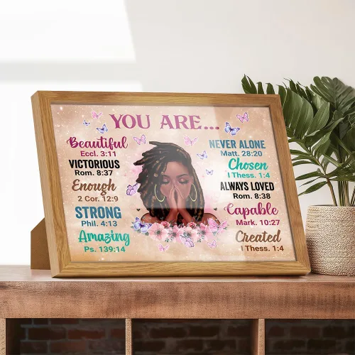 Vista 6 de Arte de Pared Afroamericano ENMARCADO - Regalos Cristianos para Mujeres, Mujeres Afroamericanas - Arte Negro de Inspiración - Escritura Espiritual