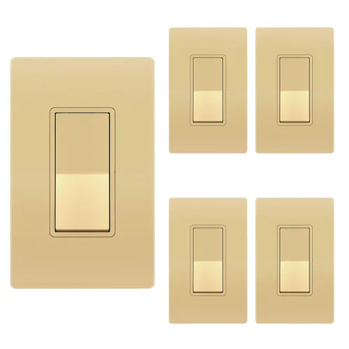 Vista 27 de ENERLITES - Interruptor de palanca decorativo de encendido/apagado con placas de pared, unipolar, 3 cables, tornillo de conexión a tierra, grado