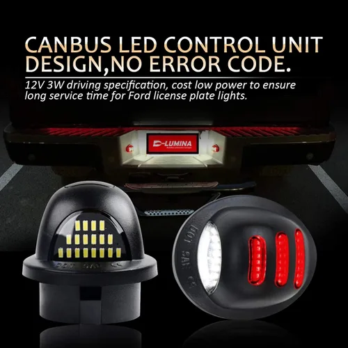 Vista 3 de D-Lumina Conjunto de luces LED para matrícula con tubo de neón OLED rojo compatible con camioneta F150 F250 F350 F450 F550 Superduty Ranger Explorer