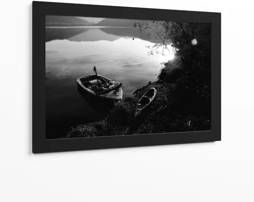 Vista 9 de Canvas Lab Bote BW by HCTR 12 x 8 in Canvas Print Wall Art Black and White Wall Decor for Bedroom, Living Room or Office