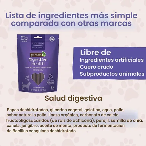 Vista 3 de Get Naked 1 bolsa de 6.2 onzas sin granos para masticar dental, pequeña