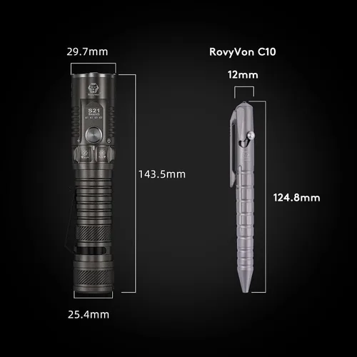 Vista 9 de RovyVon S21 brillante EDC linterna 3000 lúmenes interruptor giratorio Gunmetal-3000 lúmenes