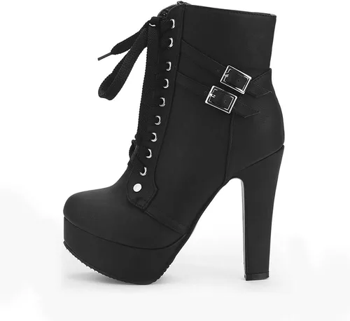 Vista 2 de Susanny - Botines de tacón alto para mujer, otoño, redondo, de agujetas, con tacón grueso y plataforma. Botines Knight Martin.