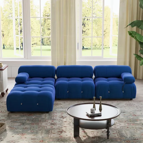 Vista 11 de WJShome Sofá modular modular de 103.95 pulgadas, sofá convertible de terciopelo de 3 plazas minimalista para sala de estar, sofá moderno y grande