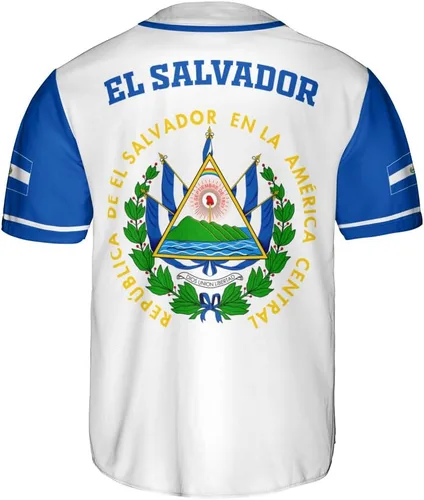 Vista 3 de MonkeyVan Camiseta de béisbol de El Salvador personalizada con la bandera de El Salvador, Orgullo salvadoreño, orgullo de El Salvador, para hombre