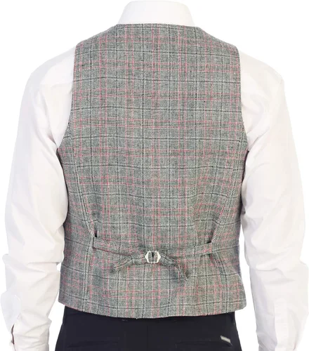 Vista 89 de Gioberti Chaleco de tweed formal de 6 botones para hombres