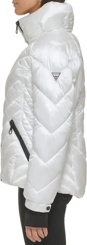 Vista 2 de GUESS Chaqueta acolchada ligera para mujer, color blanco, talla M, Blanco