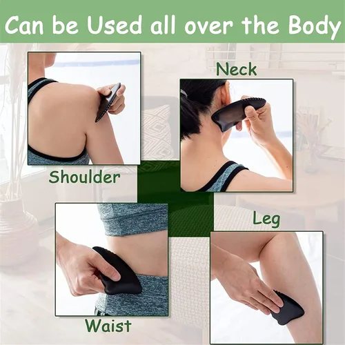 Vista 5 de Gua Sha Herramientas de masaje corporal de 9 bordes Gua Sha Bian piedra Gua Sha con crestas Gua Sha, herramienta de masaje para raspar 1 pieza