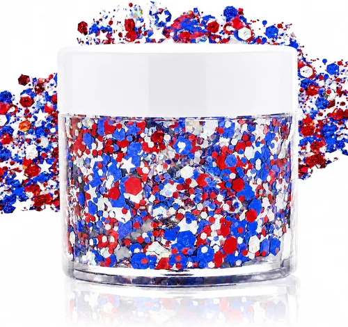 Vista 13 de Gel de purpurina blanca para la cara, purpurina corporal de sirena, festival, rave, carnaval, Halloween, cabello, lentejuelas para el cabello