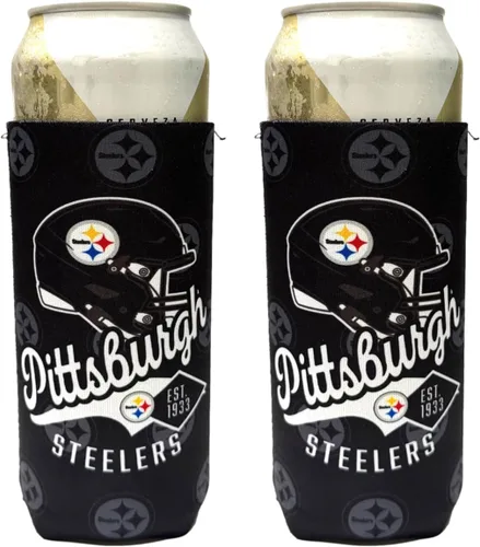 Vista 9 de Football Team Logo Tall Boy 2-Pack Can Holder Coozie Beverage Insulator - Fits 24oz - 25oz Cans (Chicago Logo Shadow (Bears))