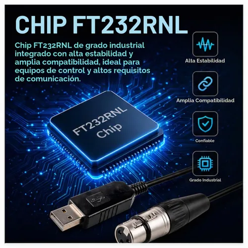 Vista 2 de Adaptador de interfaz USB a DMX LED DMX512 RS485 Convertidor Nivel de señal Computadora PC Etapa Controlador Cable (6 pies)