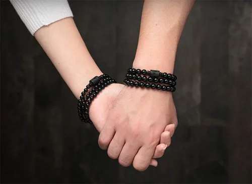 Vista 6 de KIOMOY Pulsera de obsidiana de cristal grabado con dragón o fénix totem cilindro cuentas hombres o mujeres cadena de piedra natural famosa moda 12MM