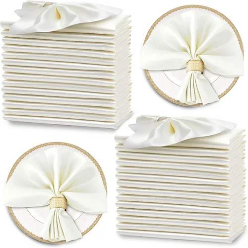 Vista 14 de Horbaunal Paquete de 30 servilletas de satén negro de 20 x 20 pulgadas, servilletas cuadradas suaves de tela sedosa, decoración de mesa para bodas