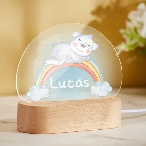 Vista 12 de VEELU Regalos personalizados para niños, luz nocturna con nombre personalizado con lindos animales, lámpara LED acrílica para bebé, regalo