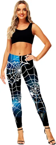 Vista 6 de AOBUTE Leggings de Halloween para mujer, mallas elásticas con estampado gráfico