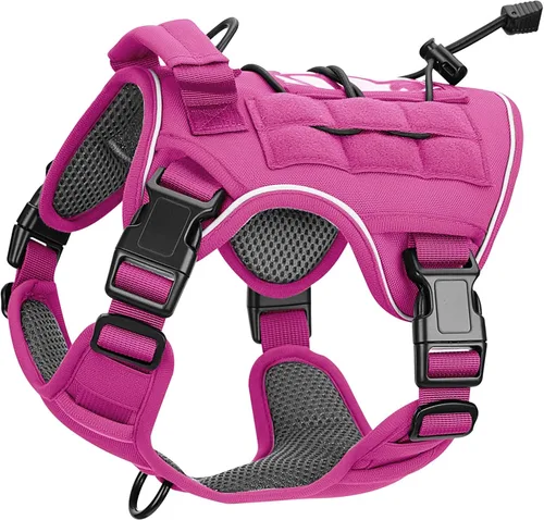 Vista 62 de Arnés táctico para perros grandes, chaleco reflectante ajustable sin tirones con sistema Molle, control de grado militar K9 para entrenamiento