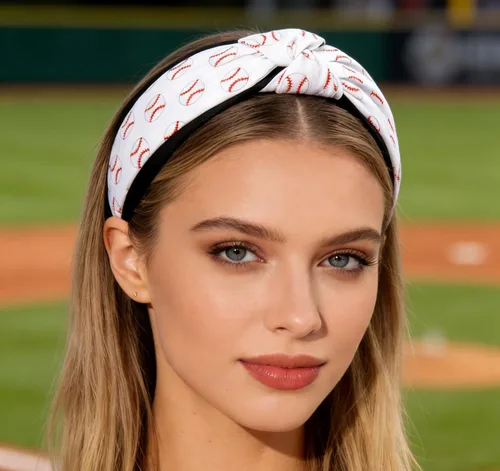 Vista 5 de ZITULRY Diademas anudadas para mujer, baloncesto, fútbol, béisbol, estampadas, banda ancha con nudo superior, diadema deportiva, fiesta