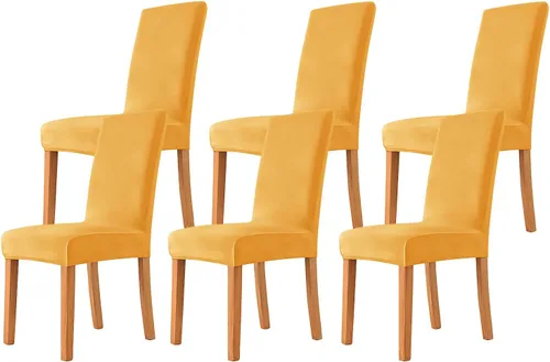 Vista 20 de Velvet Chair Covers Beige Gray, Stretch Dining Room Chair Covers 2 Pack, Super Fit Dining Chairs Slipcovers Spandex Washable Kitchen Parson Chair