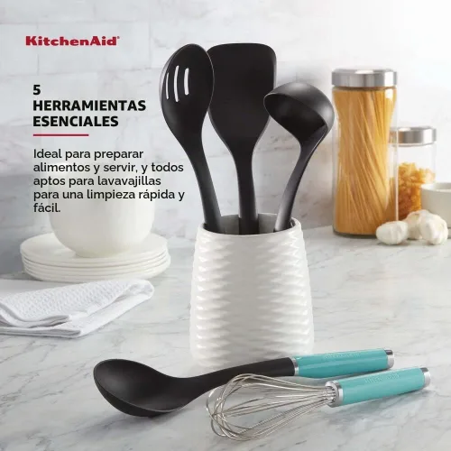Vista 6 de KitchenAid KQ562BXAQA - Juego de herramientas y artilugios con Crock, 6 piezas, aguamarina