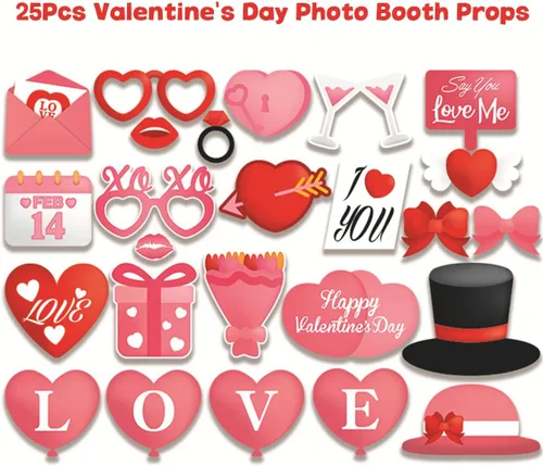 Vista 6 de Accesorios para cabina de fotos del día de San Valentín, accesorios para sesión de fotos para sesión de fotos, máscaras divertidas, gafas