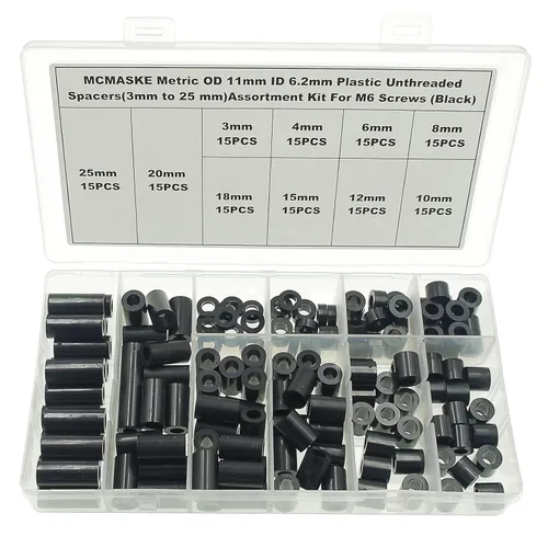 Vista 9 de Espaciadores roscados no roscados de plástico métrico DE 7 mm DI 3.2 mm (de 2 mm a 30 mm) Kit de surtido para tornillos M3;Espaciadores