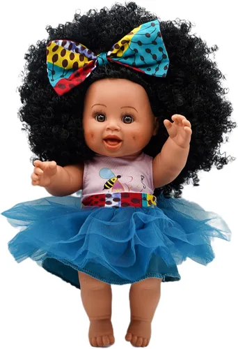 Vista 2 de Orijin Bees Curly Swizzy Bee - Muñeca Biracial negra de 12 pulgadas con pelo rizado