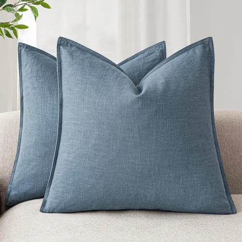 Vista 9 de Foindtower Juego de 2, Fundas Decorativas de Almohada de Lino Sólido Suaves Fundas de Cojín Europeo de Acento Estilo Granja Neutral para Silla Sofá