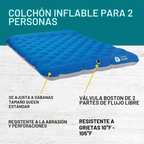 Vista 3 de Sierra Designs Colchón de cama de aire de camping Queen y individual para camping, viajes y campamento (bomba incluida)