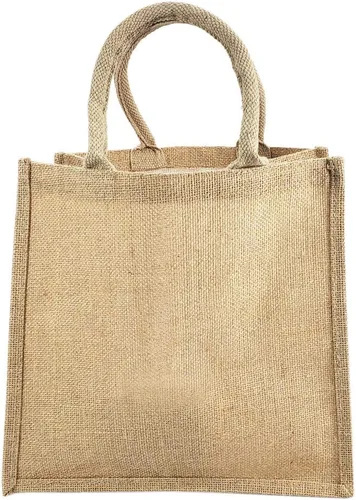 Vista 5 de Bolsas de yute de arpillera con asas – Juego de 6, 12, 24 manualidades, boda, despedida de soltera, reutilizable, laminado, comestibles, playa