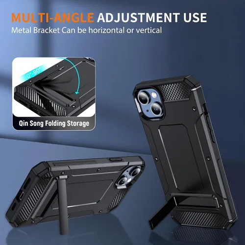 Vista 4 de HNHYGETE Funda para iPhone 13 con protector de pantalla, resistente y resistente contra caídas, cubierta trasera para iPhone 14 (negro)