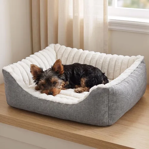 Vista 13 de Avont Dog Bed for Small Pets, Plush Foam, Washable, Low Entry, Grey