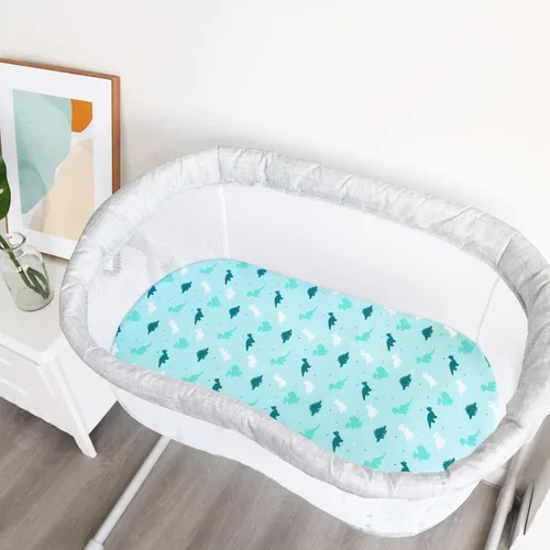Vista 3 de Sábanas para moisés, paquete de 4 para bebés, sábanas para moisés Aqua + azul marino