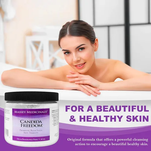 Vista 3 de Massey Medicinals CF Sea Salt Bath Soak: Pure Ocean Luxury para relajantes baños probióticos Candida Freedom Aloe Vera Ácido alfa lipoico